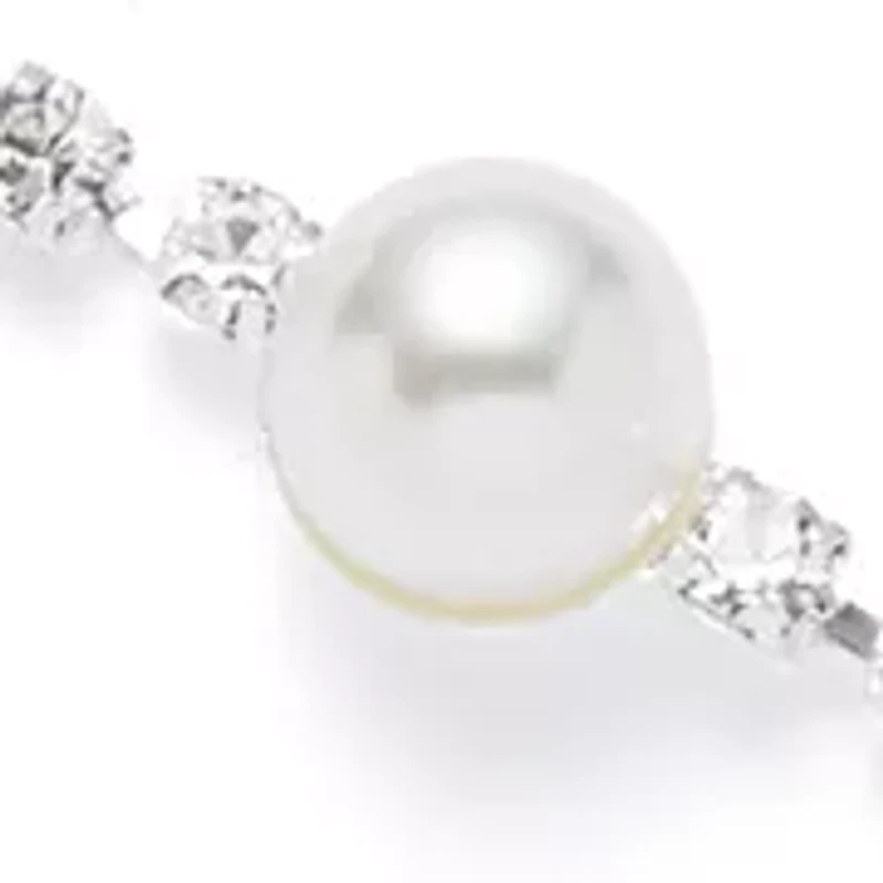 Silver Tone Petite Pearl and Sparkle Necklace