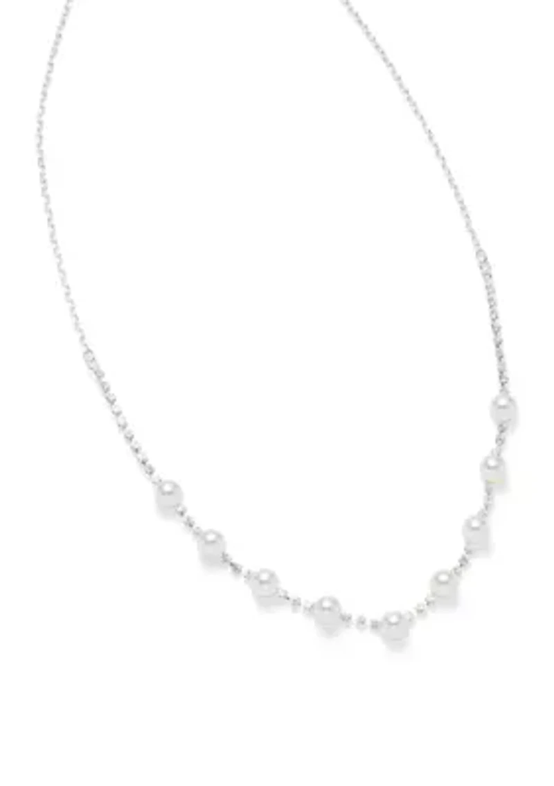 Silver Tone Petite Pearl and Sparkle Necklace