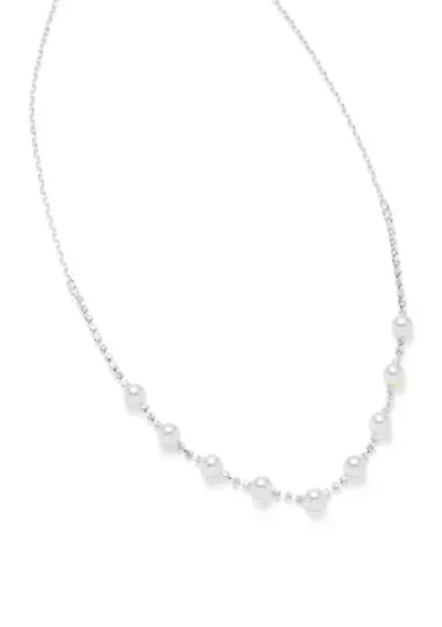 Silver Tone Petite Pearl and Sparkle Necklace