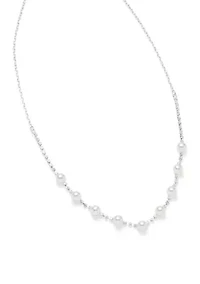Silver Tone Petite Pearl and Sparkle Necklace