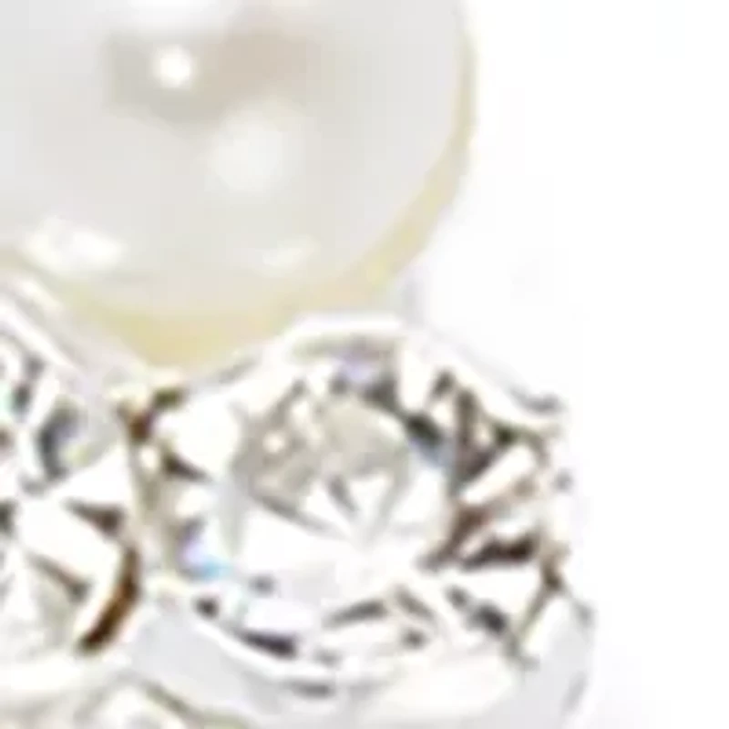 Silver Tone Pearl Sparkler Drop Earrings