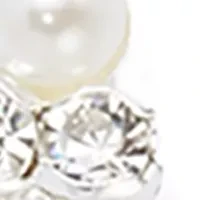 Silver Tone Pearl Sparkler Drop Earrings