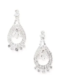 Silver Tone Sparkly Glam Drop Earrings