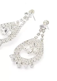 Silver Tone Sparkly Glam Drop Earrings
