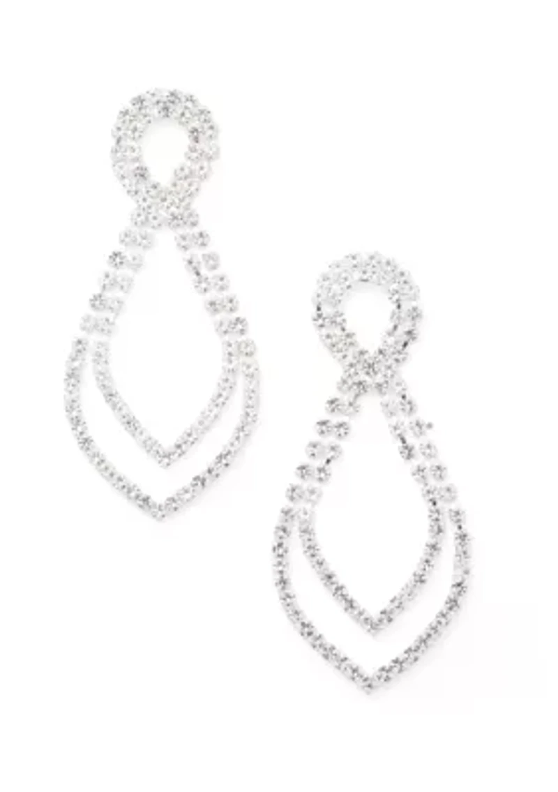 Silver Tone Shimmery Open Statement Earrings