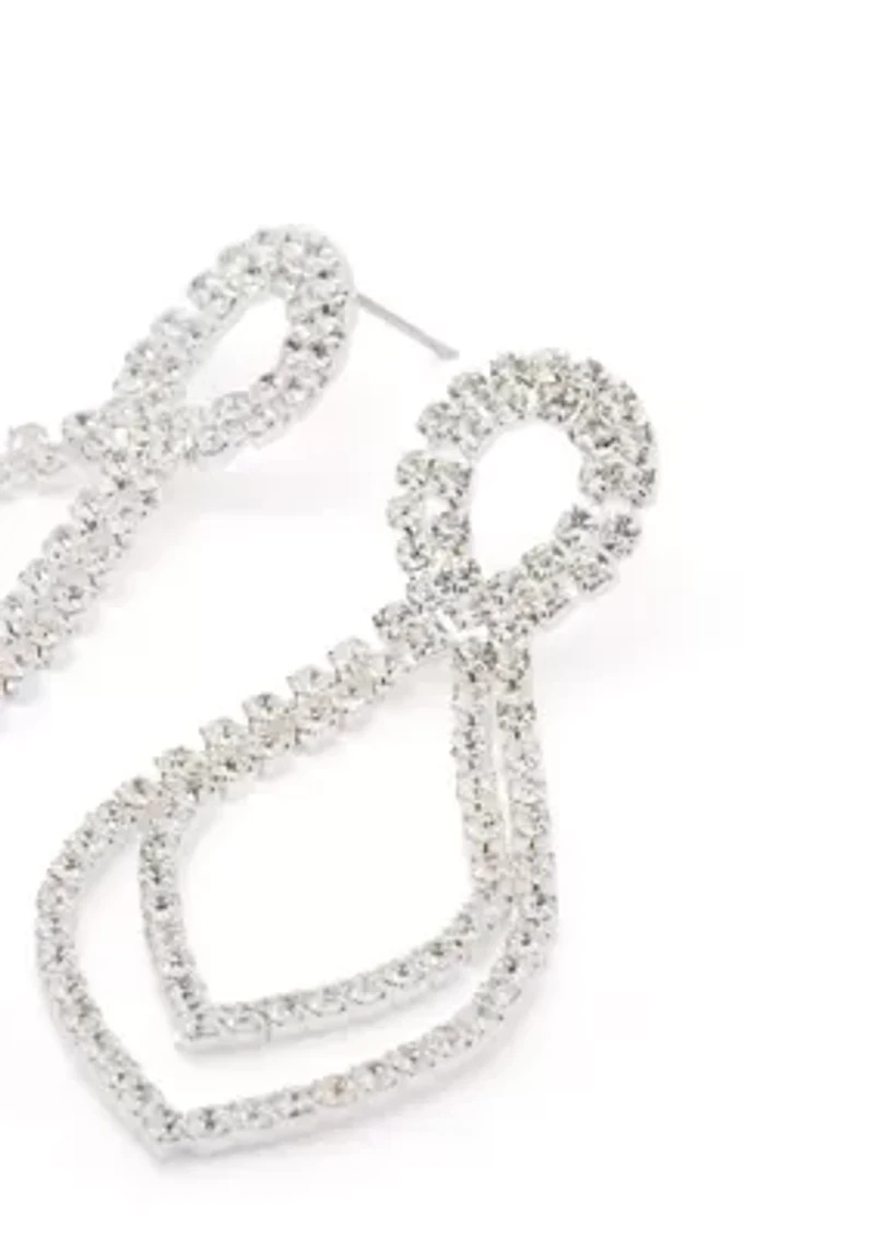 Silver Tone Shimmery Open Statement Earrings