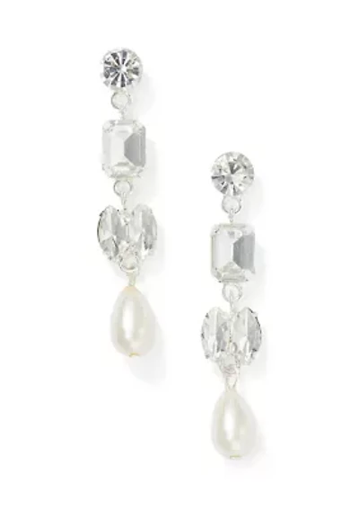 Linear Crystal Pearl Earrings