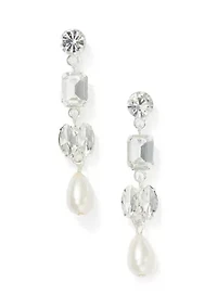 Linear Crystal Pearl Earrings