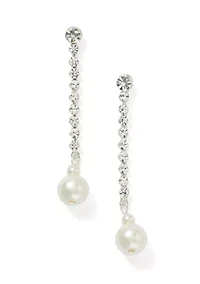 Pearl Drop Linear Crystal Earrings