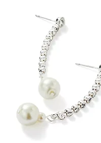 Pearl Drop Linear Crystal Earrings