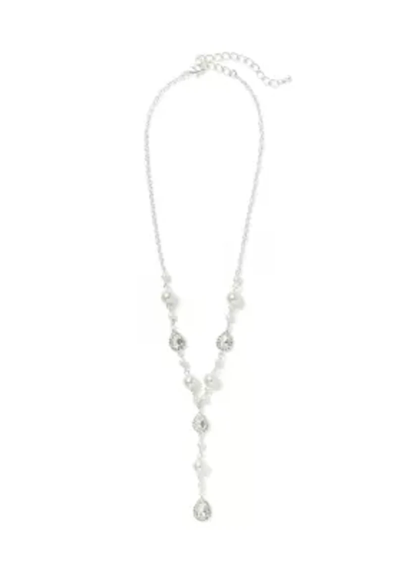 Multi Shape Crystal Y-Neck Necklace
