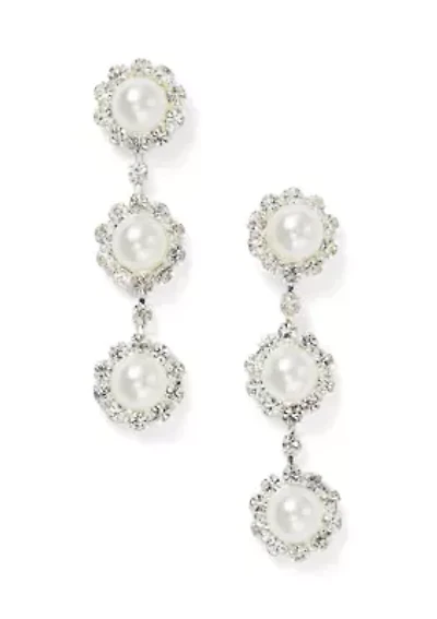 Pearl Crystal Halo Drop Earrings