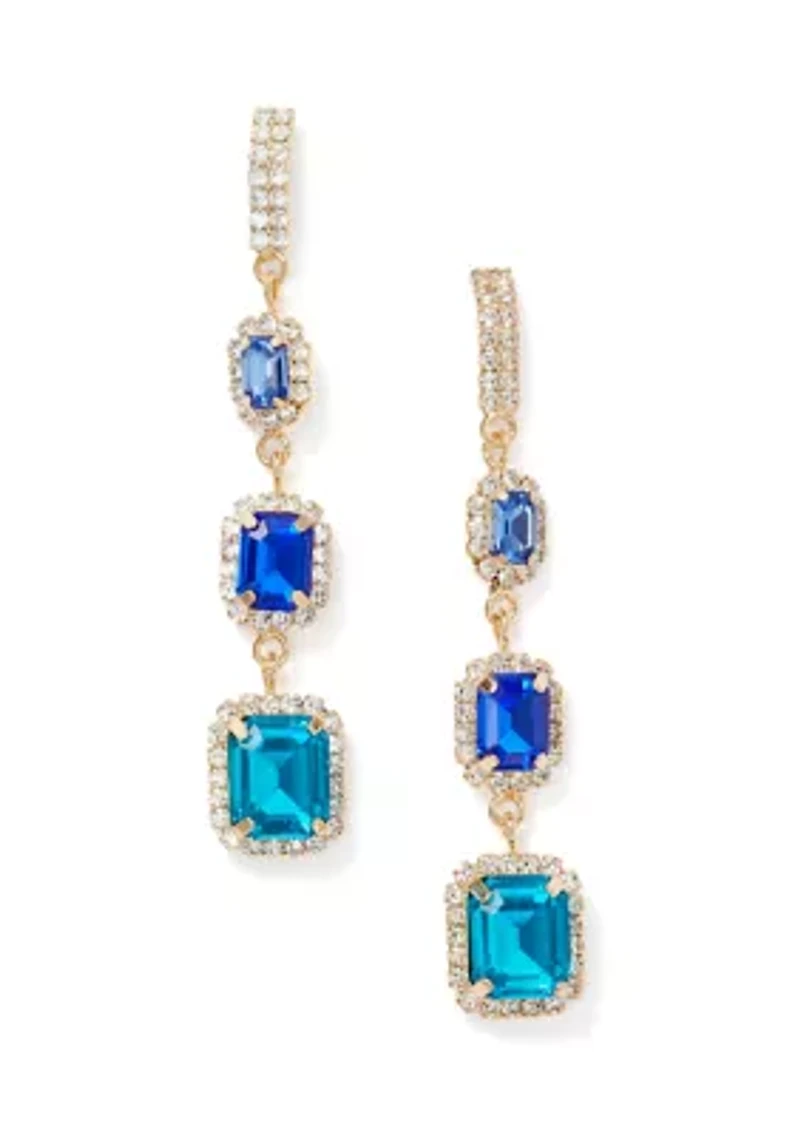 Multi Blue Stone Linear Earrings