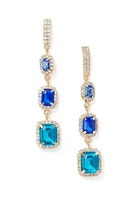 Multi Blue Stone Linear Earrings