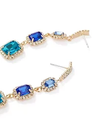 Multi Blue Stone Linear Earrings