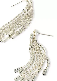 Baguette Two Row Fringe Sparkle Earrings