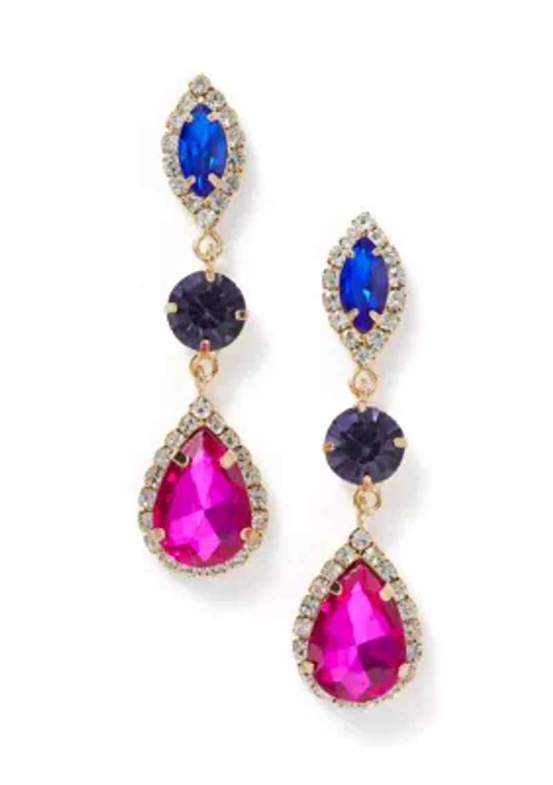 Mixed Stone Teardrop Earrings