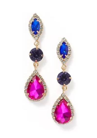 Mixed Stone Teardrop Earrings