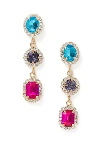 Trio Stone Linear Earrings