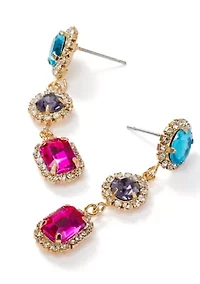 Trio Stone Linear Earrings