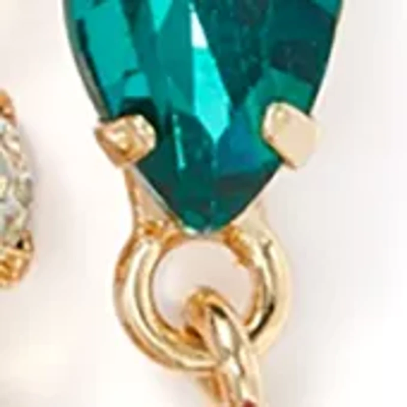 Mixed Stone Linear Drop Earrings