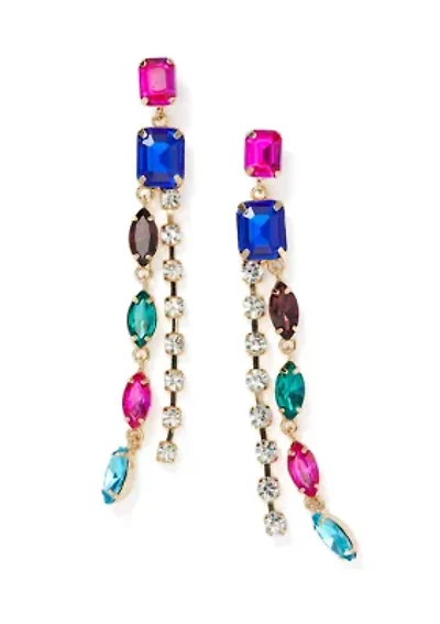 Mixed Stone Linear Drop Earrings
