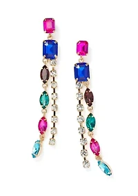 Mixed Stone Linear Drop Earrings
