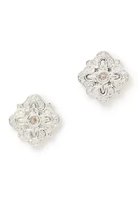 Crystal Pavé Designer Button Earrings