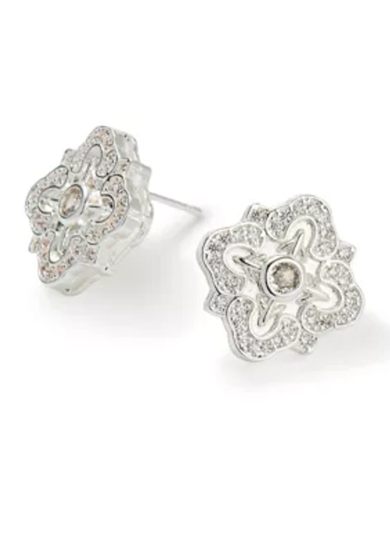 Crystal Pavé Designer Button Earrings