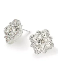 Crystal Pavé Designer Button Earrings
