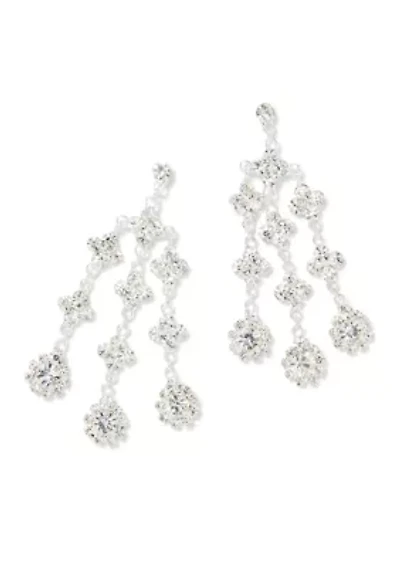 Crystal Silver Tone Chandelier Earrings