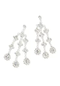 Crystal Silver Tone Chandelier Earrings