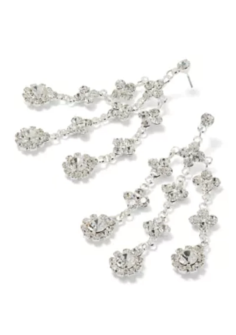 Crystal Silver Tone Chandelier Earrings