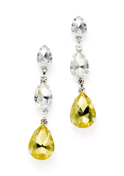 Yellow Crystal Teardrop Stone Earrings