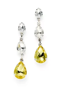 Yellow Crystal Teardrop Stone Earrings 