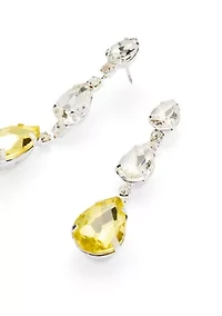 Yellow Crystal Teardrop Stone Earrings 