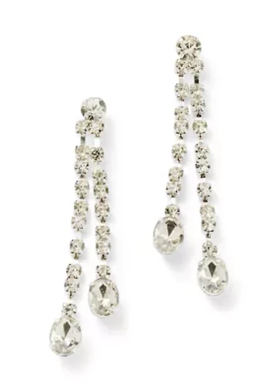 Crystal Oval Tassel Earrings