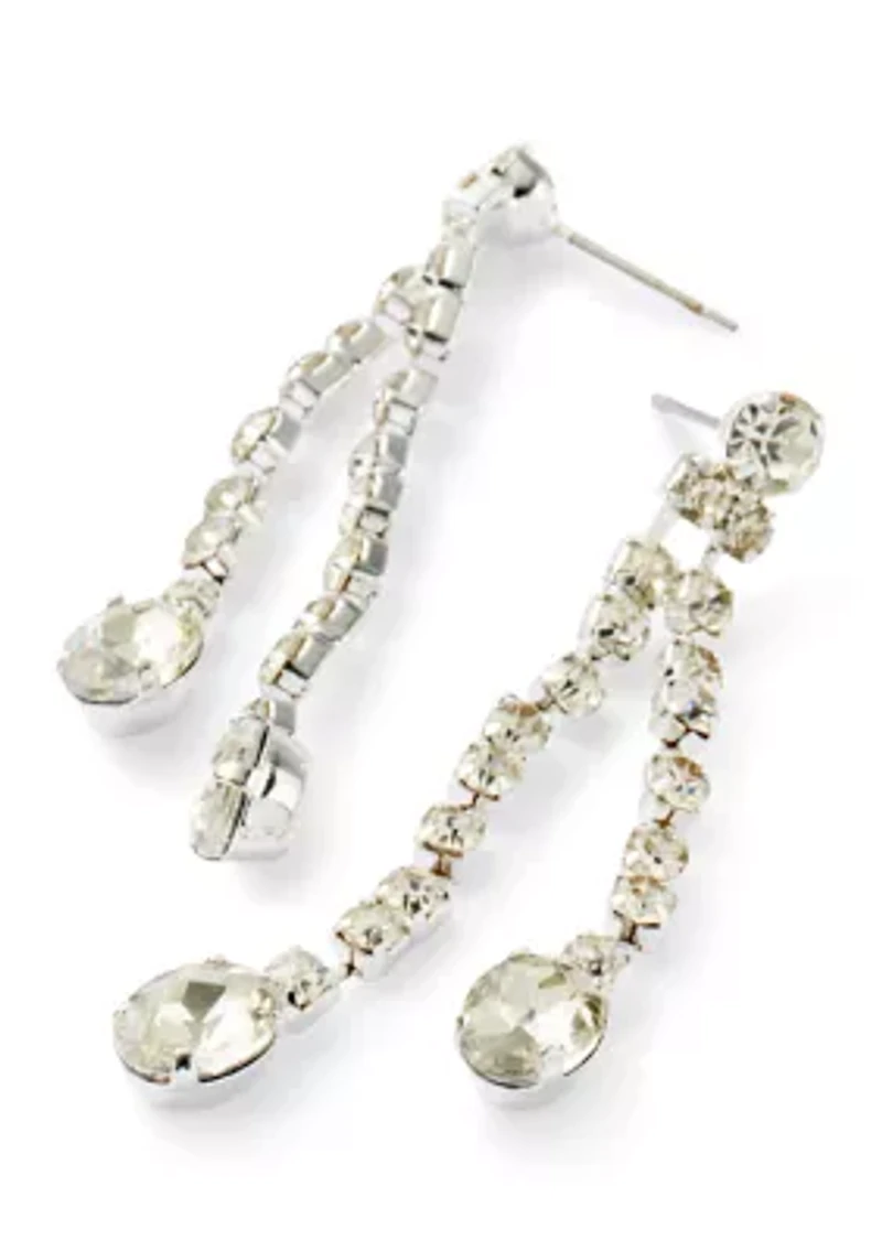 Crystal Oval Tassel Earrings