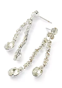 Crystal Oval Tassel Earrings