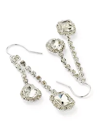 Geo Crystal Double Tassel Drop Earrings
