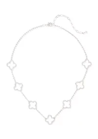 Quatrefoil Crystal Station Necklace