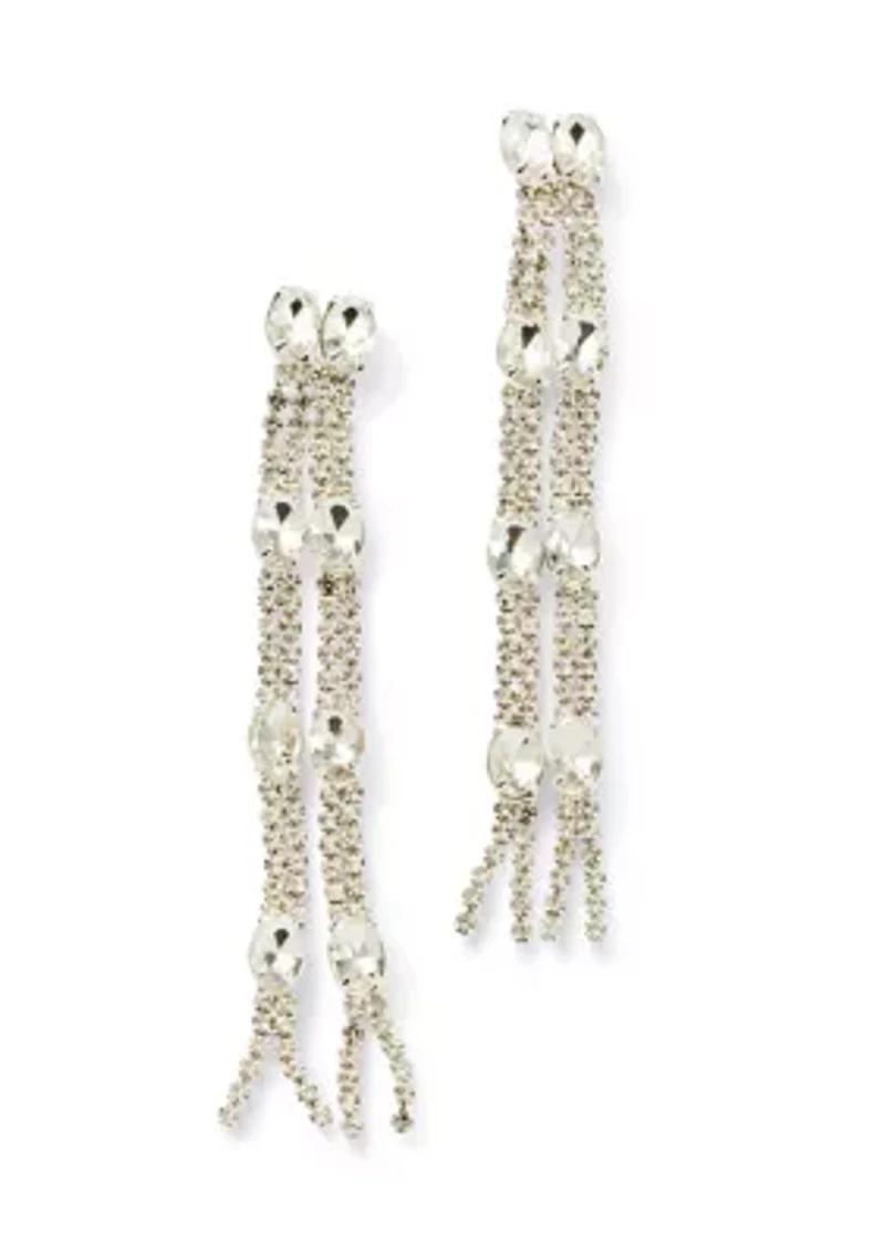 Fringe Crystal Drop Earrings