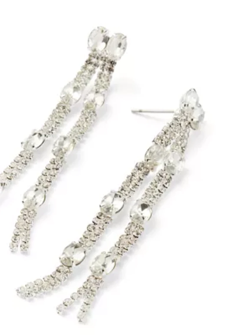 Fringe Crystal Drop Earrings