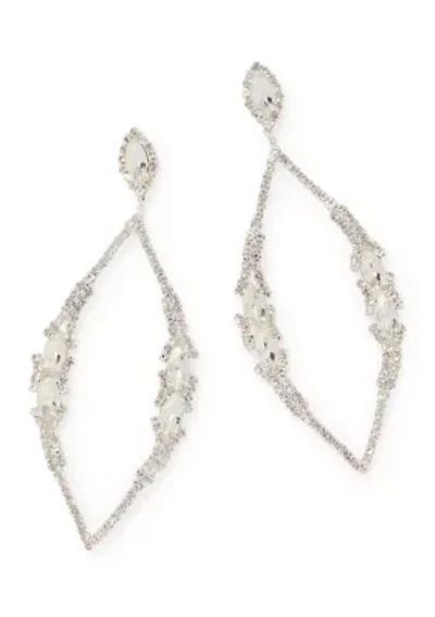 Crystal Silver Tone Vintage Oval Earrings