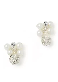 Silver Tone Perfect Pearl Party Earrings