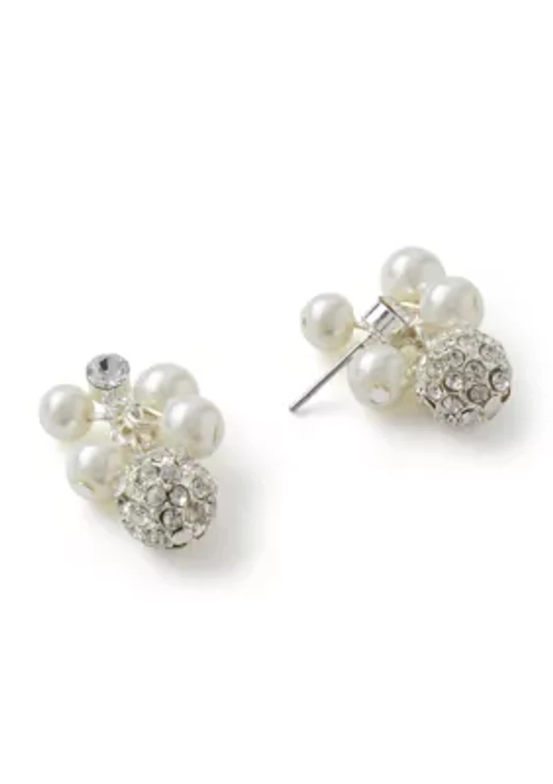 Silver Tone Perfect Pearl Party Earrings