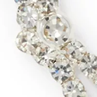 Clover Crystal Silver Tone Post Earrings