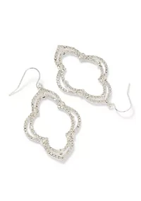 Clover Crystal Silver Tone Post Earrings