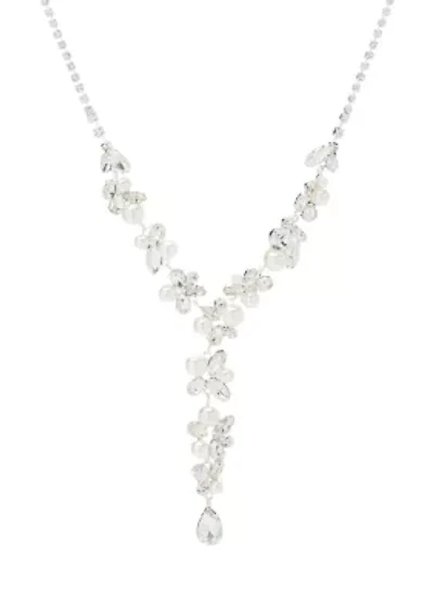 Uptown Pearl Navette Crystal Y Necklace