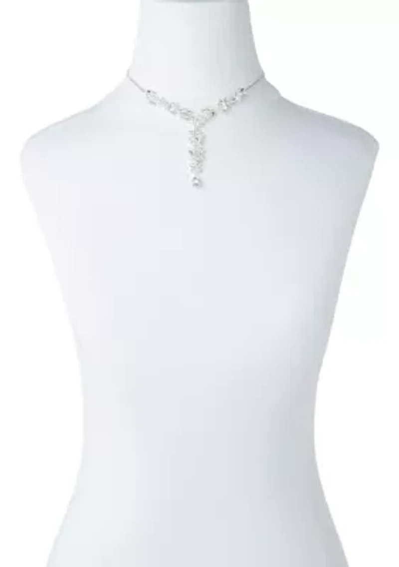 Uptown Pearl Navette Crystal Y Necklace